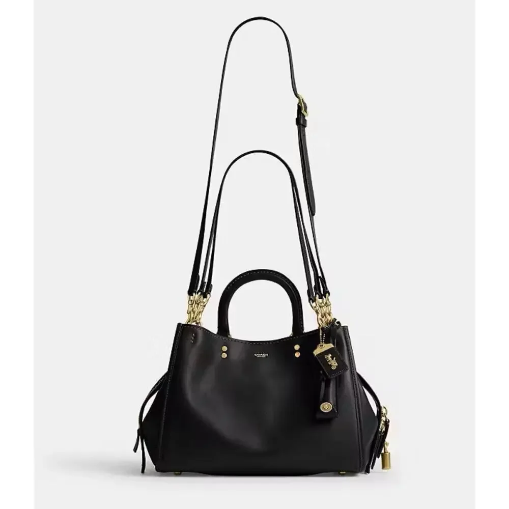 NWT Coach Rogue 31 Bag in Black Pebbled Leather & Brass Satchel Handbag CCX23